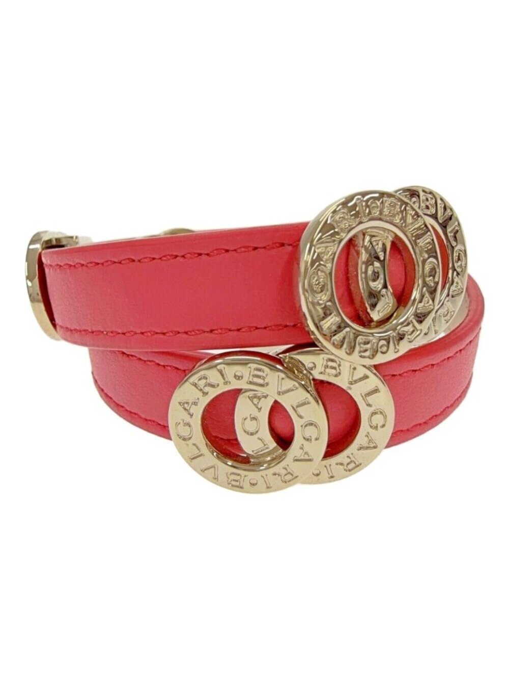 Bvlgari Leather Double Coil Doppiotondo Bracelet Pink